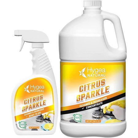 HYGEA NATURAL Citrus Sparkle  Natural Cleaner and Degreaser 24oz Spray  Concentrated Refill HNC-04